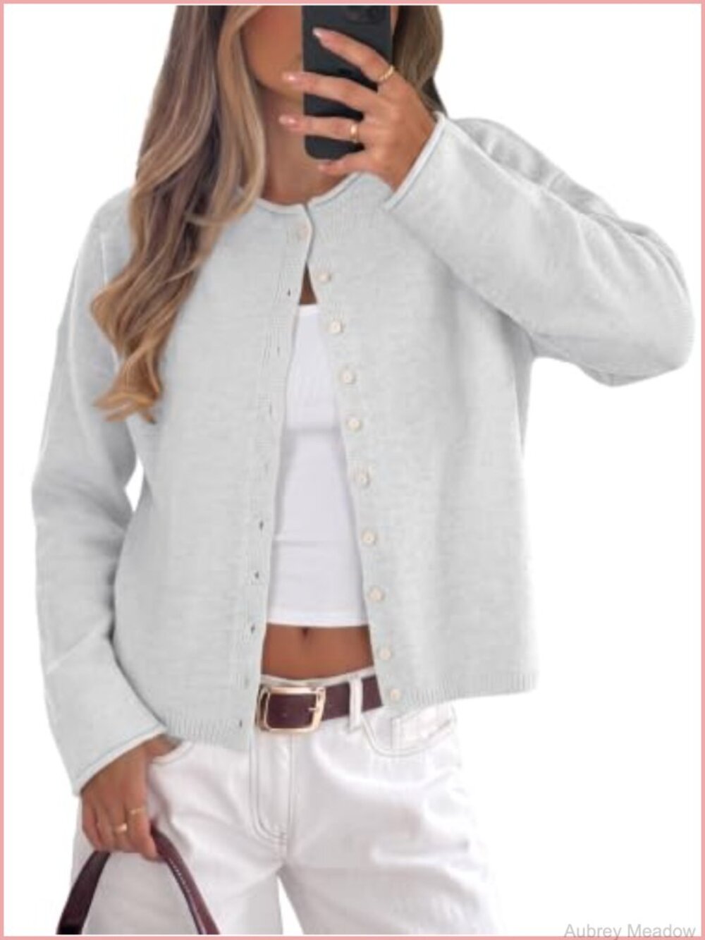 Women's Button Down Long Sleeve Roll Neck Cardigan Sweater